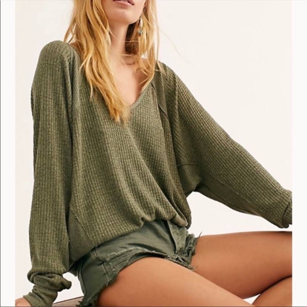 Free people Santa Clara oversized thermal long sleeve top